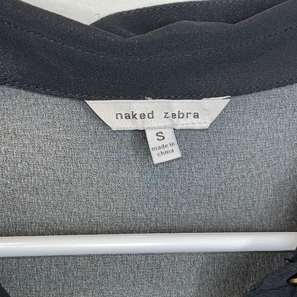 Naked Zebra Black  Button-Front Romper Long Sleeves  s Small Womes - Picture 5 of 10